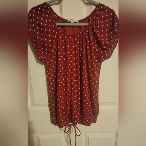 Agenda Red and white polka-dot blouse Medium